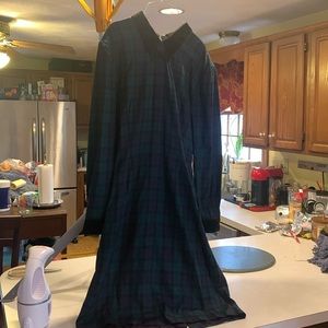 Black watch tartan plaid wool dress with velvet collar and cuffs